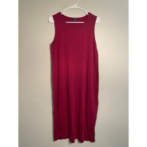 Eileen Fisher Pink Sleeveless Stretch Jersey Knit Midi Dress Size Small‎